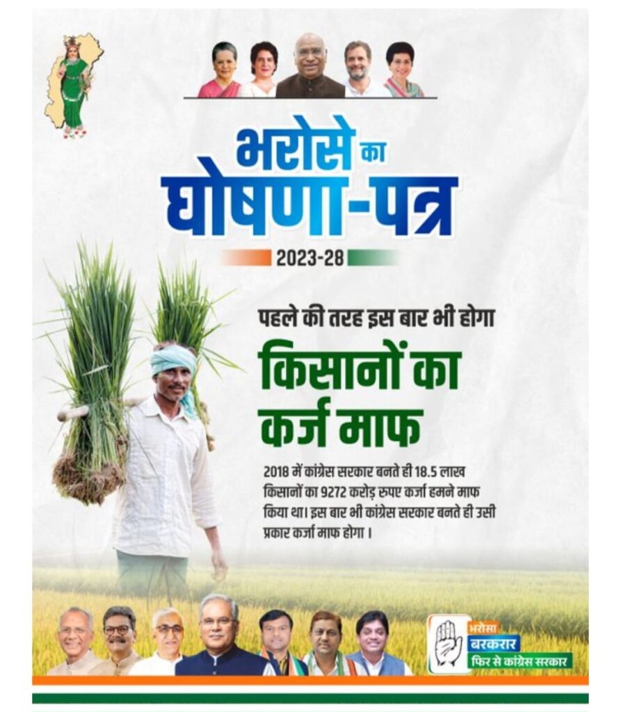 छत्तीसगढ़ के मतदाताओं की बल्ले बल्ले-- <em>कांग्रेस का घोषणा पत्र पड़ गया भाजपा के घोषणा पत्र पर भारी- कांग्रेस सभी वर्ग की महिलाओं को देगी सिलेंडर पर 500 की सब्सिडी, तो धान की खरीदी करेगी ₹3200 में, युवाओं को उद्योगों के लिए मिलेगी 50% की सब्सिडी, बघेल ने खोल दिया छत्तीसगढ़ में घोषणाओं का पिटारा</em>, जनता ने कहा यह है भरोसे का घोषणा पत्र, मोटर वाहन मालिकों को दी बड़ी राहत छत्तीसगढ़ के मतदाताओं की बल्ले बल्ले-- <em>कांग्रेस का घोषणा पत्र पड़ गया भाजपा के घोषणा पत्र पर भारी- कांग्रेस सभी वर्ग की महिलाओं को देगी सिलेंडर पर 500 की सब्सिडी, तो धान की खरीदी करेगी ₹3200 में, युवाओं को उद्योगों के लिए मिलेगी 50% की सब्सिडी, बघेल ने खोल दिया छत्तीसगढ़ में घोषणाओं का पिटारा</em>, जनता ने कहा यह है भरोसे का घोषणा पत्र, मोटर वाहन मालिकों को दी बड़ी राहत kshititech
