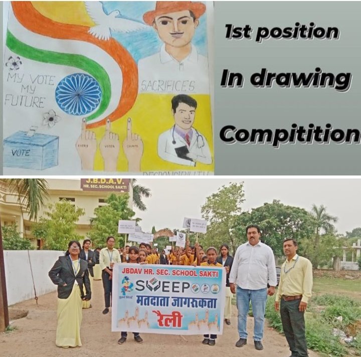 शक्ति के प्रतिष्ठित जे बी डी ए व्ही स्कूल ने मतदाता जागरूकता को लेकर किये विभिन्न कार्यक्रम,चित्रकला एवं रंगोली प्रतिस्पर्धा में विद्यार्थियों ने दिखाया अपना उत्साह, विद्यालय के बच्चों ने निकाली मतदाता जागरूकता रैली, डायरेक्टर अनिल दरयानी ने कहा- विद्यालय प्रबंधन मतदान जागरूकता के लिए करेगा निरंतर प्रयास kshititech
