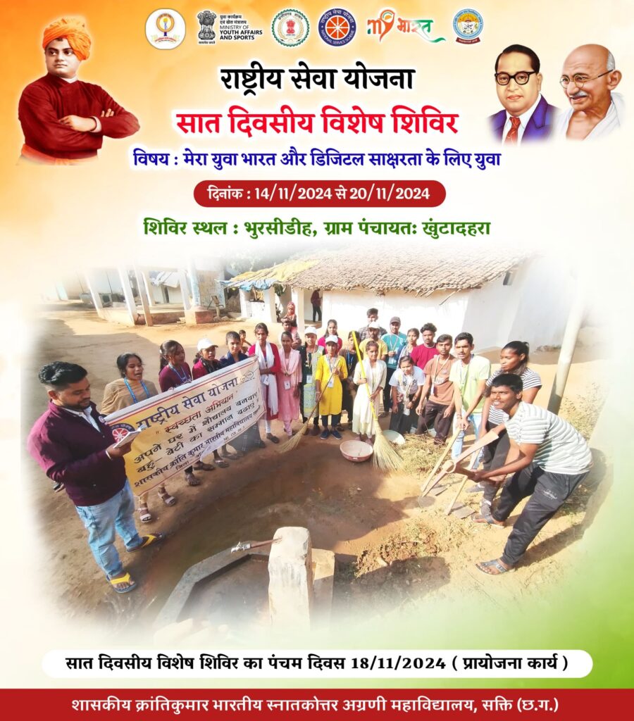 संयुक्त कलेक्टर पैंकरा पहुंचे राष्ट्रीय सेवा योजना के विशेष शिविर में, विद्यार्थियों को किया प्रोत्साहित,पैंकरा ने कहा- छात्र जीवन में अनुशासन का है विशेष महत्व, पूरे जिले में मॉडल बना है शासकीय क्रांति कुमार भारतीय महाविद्यालय का रासेयो शिविर संयुक्त कलेक्टर पैंकरा पहुंचे राष्ट्रीय सेवा योजना के विशेष शिविर में, विद्यार्थियों को किया प्रोत्साहित,पैंकरा ने कहा- छात्र जीवन में अनुशासन का है विशेष महत्व, पूरे जिले में मॉडल बना है शासकीय क्रांति कुमार भारतीय महाविद्यालय का रासेयो शिविर kshititech