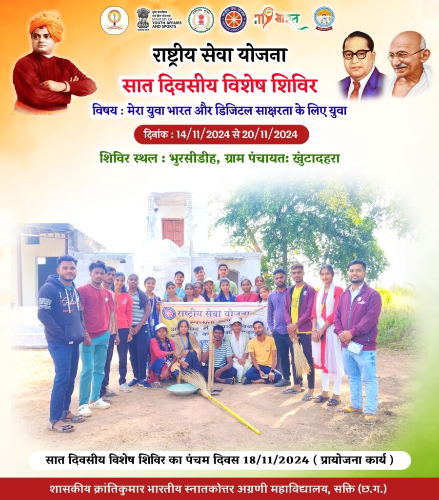 संयुक्त कलेक्टर पैंकरा पहुंचे राष्ट्रीय सेवा योजना के विशेष शिविर में, विद्यार्थियों को किया प्रोत्साहित,पैंकरा ने कहा- छात्र जीवन में अनुशासन का है विशेष महत्व, पूरे जिले में मॉडल बना है शासकीय क्रांति कुमार भारतीय महाविद्यालय का रासेयो शिविर संयुक्त कलेक्टर पैंकरा पहुंचे राष्ट्रीय सेवा योजना के विशेष शिविर में, विद्यार्थियों को किया प्रोत्साहित,पैंकरा ने कहा- छात्र जीवन में अनुशासन का है विशेष महत्व, पूरे जिले में मॉडल बना है शासकीय क्रांति कुमार भारतीय महाविद्यालय का रासेयो शिविर kshititech
