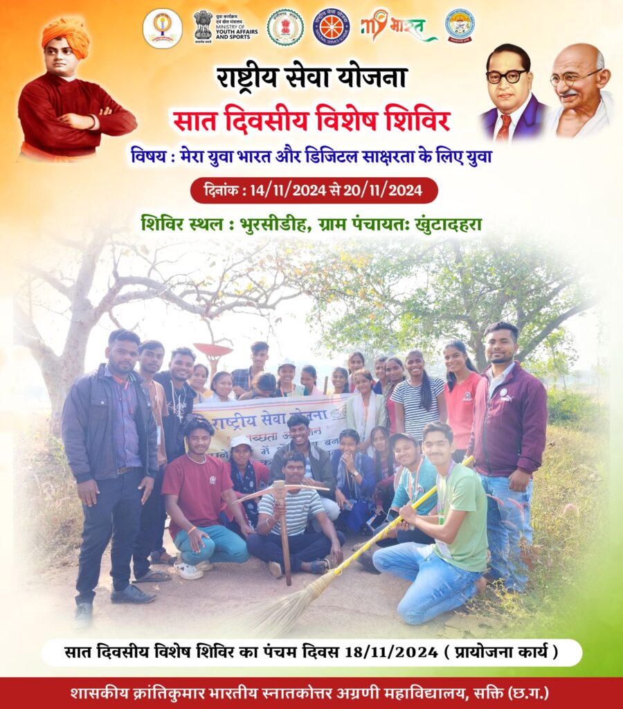 संयुक्त कलेक्टर पैंकरा पहुंचे राष्ट्रीय सेवा योजना के विशेष शिविर में, विद्यार्थियों को किया प्रोत्साहित,पैंकरा ने कहा- छात्र जीवन में अनुशासन का है विशेष महत्व, पूरे जिले में मॉडल बना है शासकीय क्रांति कुमार भारतीय महाविद्यालय का रासेयो शिविर संयुक्त कलेक्टर पैंकरा पहुंचे राष्ट्रीय सेवा योजना के विशेष शिविर में, विद्यार्थियों को किया प्रोत्साहित,पैंकरा ने कहा- छात्र जीवन में अनुशासन का है विशेष महत्व, पूरे जिले में मॉडल बना है शासकीय क्रांति कुमार भारतीय महाविद्यालय का रासेयो शिविर kshititech