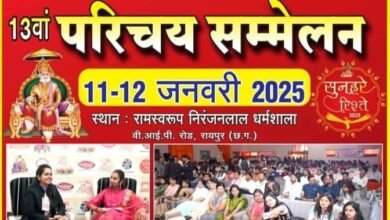 एजुकेटेड परिचय सम्मेलन- अ भा एजुकेटेड अग्रवाल युवक युवती परिचय सम्मेलन 11- 12 जनवरी को रायपुर में, मंच के संरक्षक कन्हैया अग्रवाल एवं हरिवल्लभ अग्रवाल ने कहा- पूर्णतः नवीन तकनीक एवम सुसज्जित स्टूडियो के माध्यम से होगाबच्चो का परिचय,सम्मेलन में देश भर के बच्चे होंगे शामिल, हर वर्ष होने वाले परिचय सम्मेलन के माध्यम से लगभग 70 प्रतिशत बच्चों को मिलते हैं जीवनसाथी, देश के 15 राज्यों से पहुंचेंगे अग्रवाल समाज के बंधु एजुकेटेड परिचय सम्मेलन- अ भा एजुकेटेड अग्रवाल युवक युवती परिचय सम्मेलन 11- 12 जनवरी को रायपुर में, मंच के संरक्षक कन्हैया अग्रवाल एवं हरिवल्लभ अग्रवाल ने कहा- पूर्णतः नवीन तकनीक एवम सुसज्जित स्टूडियो के माध्यम से होगाबच्चो का परिचय,सम्मेलन में देश भर के बच्चे होंगे शामिल, हर वर्ष होने वाले परिचय सम्मेलन के माध्यम से लगभग 70 प्रतिशत बच्चों को मिलते हैं जीवनसाथी, देश के 15 राज्यों से पहुंचेंगे अग्रवाल समाज के बंधु kshititech