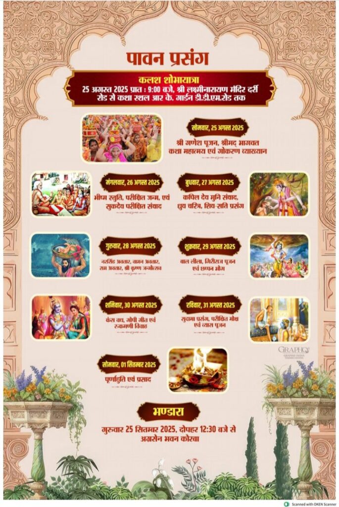 राधे- राधे बोलो,चले आएंगे बिहारी- कोरबा के फकीरचंद बेरलिया परिवार द्वारा 25 अगस्त से कराई जाएगी पितृ मोक्षार्थ गया श्रद्धा अंतर्गत श्रीमद् भागवत कथा, आचार्य अतुल कृष्ण जी महाराज होंगे व्यास पीठ पर विराजमान, आयोजक परिवार के सदस्य बसंत अग्रवाल शक्ति एवं पवन अग्रवाल कोरबा ने दी जानकारी राधे- राधे बोलो,चले आएंगे बिहारी- कोरबा के फकीरचंद बेरलिया परिवार द्वारा 25 अगस्त से कराई जाएगी पितृ मोक्षार्थ गया श्रद्धा अंतर्गत श्रीमद् भागवत कथा, आचार्य अतुल कृष्ण जी महाराज होंगे व्यास पीठ पर विराजमान, आयोजक परिवार के सदस्य बसंत अग्रवाल शक्ति एवं पवन अग्रवाल कोरबा ने दी जानकारी kshititech