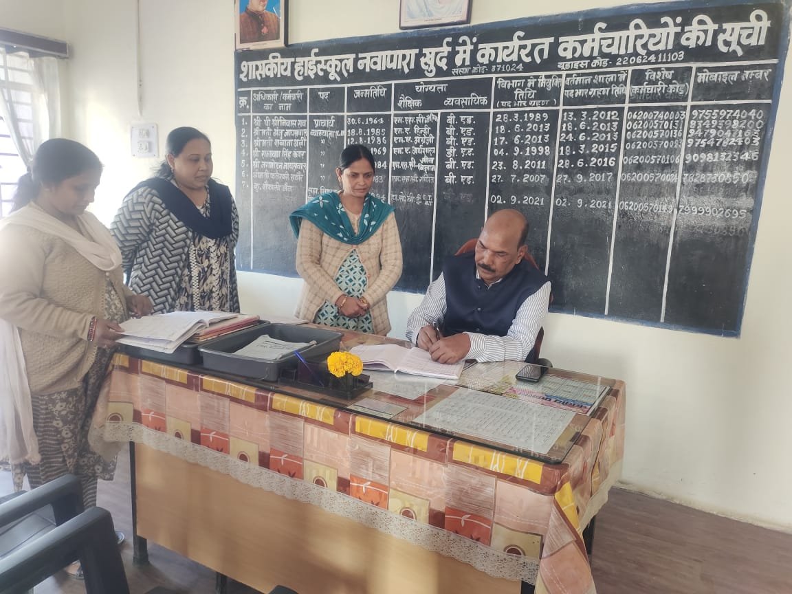 स्कूलों का आकस्मिक निरीक्षण- संयुक्त संचालक आदित्य पहुंचे शक्ति, जिले के हाई स्कूल नवापारा खुर्द विद्यालय का किया निरीक्षण kshititech