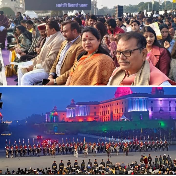 सांसद कमलेश जांगड़े पहुंची राजधानी दिल्ली के विजय चौक पर आयोजित ‘बीटिंग द रिट्रीट’ समारोह में, 77वें गणतंत्र दिवस का था समापन समारोह, सांसद जी ने कहा- यह गौरवशाली क्षण मेरे जीवन के लिए अनमोल kshititech