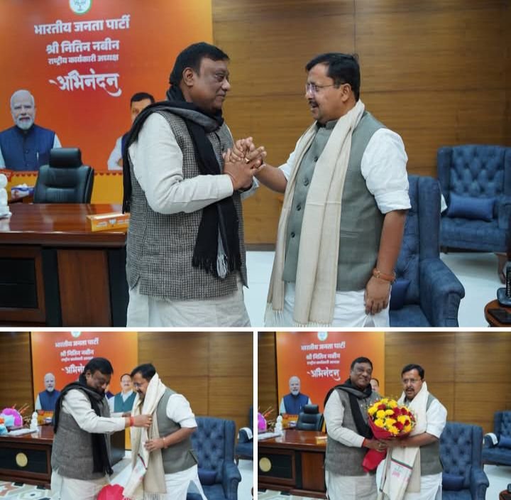 नितिन जी एवं नारायण जी की आत्मीय मुलाकात- नारायण चंदेल ने करी राष्ट्रीय कार्यकारी अध्यक्ष नितिन नवीन से मुलाकात, चंदेल जी ने दी नितिन जी को राष्ट्रीय कार्यकारी अध्यक्ष बनने पर बधाई kshititech