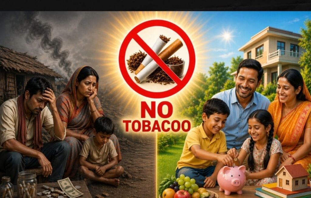 बड़ा खुलासा- भारत के 10% परिवार यदि तंबाकू छोड़ दें तो उनकी आर्थिक स्थिति में हो सकता है सुधार. तंबाकू से केवल कैंसर नहीं बल्कि परिवारों में आ रही आर्थिक तंगी. एक मजदूर भी ₹100-100 रुपए के गुटका पाउच खाता है दिन भर में kshititech