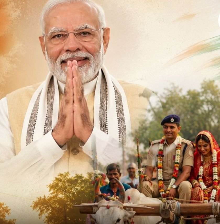 पुलिस कांस्टेबल ने बैलगाड़ी में निकाली बारात. पीएम मोदी की अपील पर कांस्टेबल साहब की अनुकरणीय पहल kshititech