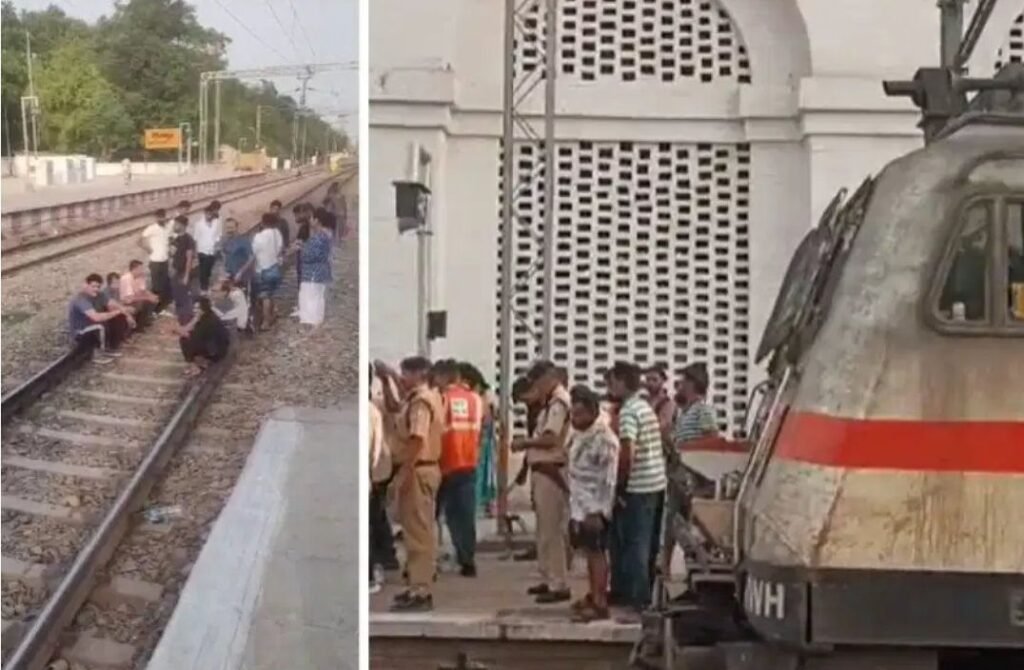 हावड़ा ट्रेन का भरी गर्मी में एसी खराब. नाराज यात्री ट्रेन के रुकते ही पटरियों पर बैठकर करने लगे विरोध प्रदर्शन. आज भी पुराने कोच के सहारे संचालित हो रही रेलवे हावड़ा ट्रेन का भरी गर्मी में एसी खराब. नाराज यात्री ट्रेन के रुकते ही पटरियों पर बैठकर करने लगे विरोध प्रदर्शन. आज भी पुराने कोच के सहारे संचालित हो रही रेलवे kshititech