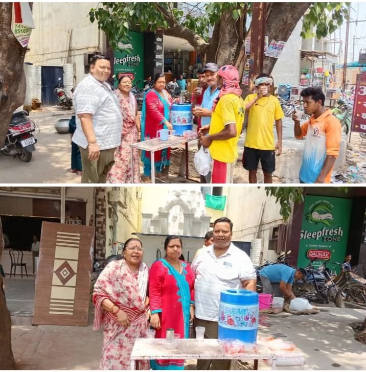 शक्ति की पहचान. सेवा के काम-गोयल परिवार शक्ति की महिलाओं ने राहगीरों को पिलाया शरबत भीषण गर्मी में लोगों का हुआ गला तर. गर्मी के बावजूद महिलाएं सुबह से ही लोगों को दे रही थी ठंडे पानी एवं शरबत की सेवा.श्रीमती मीना एवं श्वेता गोयल ने कहा श्याम ग्यारस का है आज पावन दिवस kshititech