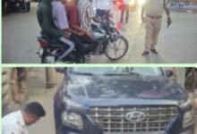 एक बाइक पर चार सवारी-शक्ति ट्रैफिक पुलिस ने किया चालान. कहा अबकी बार करोगे गलती तो होगी बड़ी कार्रवाई। 12 जून को जिला मुख्यालय शक्ति में यातायात विभाग ने की बड़ी कार्रवाई. 25 गाड़ियों को किया गया चालान. चार सवारी वाले को इतना भी डर नहीं की थाने के सामने से निकल रहा है. हौसले बुलंद हैं ट्रैफिक नियम का उल्लंघन करने वालों के kshititech