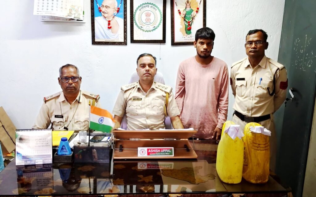 आबकारी विभाग सक्ती की बड़ी कार्रवाई: अवैध महुआ शराब के साथ एक आरोपी गिरफ्तार, भेजा गया जेल आबकारी विभाग सक्ती की बड़ी कार्रवाई: अवैध महुआ शराब के साथ एक आरोपी गिरफ्तार, भेजा गया जेल kshititech