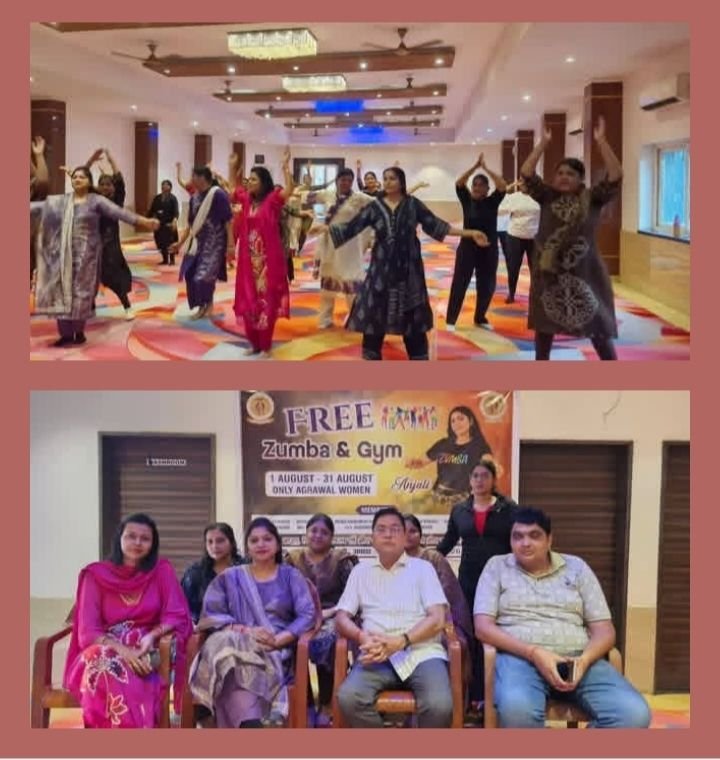 अग्रवाल समाज की महिलाओं एवं युवतियो के लिए फ्री ट्रेनिंग कैंप-शरीर को फिट रखने शक्ति में प्रारंभ हुआ एक महीने का योग जुंबा जिम प्रशिक्षण कार्यक्रम. उद्घाटन अवसर पर पहुंचे अग्रवाल सभा अध्यक्ष श्यामसुंदर ने कहा- योग करने से शरीर रहता है स्वस्थ एवं बीमारियों से मिलता है निजात kshititech