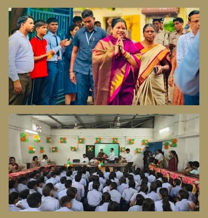 बच्चों से संवाद किया सांसद मैडम ने-सांसद कमलेश जांगड़े ने आत्मानंद स्कूल में किया पौधारोपण, विद्यार्थियों को पढ़ाई के लिए किया प्रेरित. जन भागीदारी अध्यक्ष धनंजय नामदेव भी रहे मौजूद kshititech