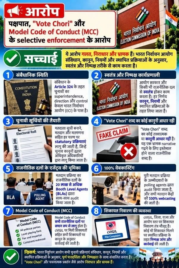 मतदाता सूची से ईवीएम और एस आई आर तक इलेक्शन कमीशन पर लगे आरोपों का क्या है पूरा सच जानिये इन इमेजों के जरिए पूरी व्यवस्था. पूरे देश में आज कांग्रेस सहित विपक्षी राजनैतिक पार्टियों कर रही है विरोध. कांग्रेस ने मुख्य चुनाव आयुक्त के इस्तीफे सहित उन पर कार्रवाई की भी कर डाली है मांग मतदाता सूची से ईवीएम और एस आई आर तक इलेक्शन कमीशन पर लगे आरोपों का क्या है पूरा सच जानिये इन इमेजों के जरिए पूरी व्यवस्था. पूरे देश में आज कांग्रेस सहित विपक्षी राजनैतिक पार्टियों कर रही है विरोध. कांग्रेस ने मुख्य चुनाव आयुक्त के इस्तीफे सहित उन पर कार्रवाई की भी कर डाली है मांग kshititech